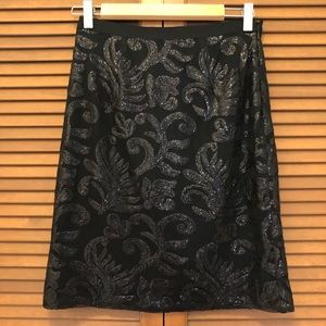Greylin Black sequin scroll skirt S small
